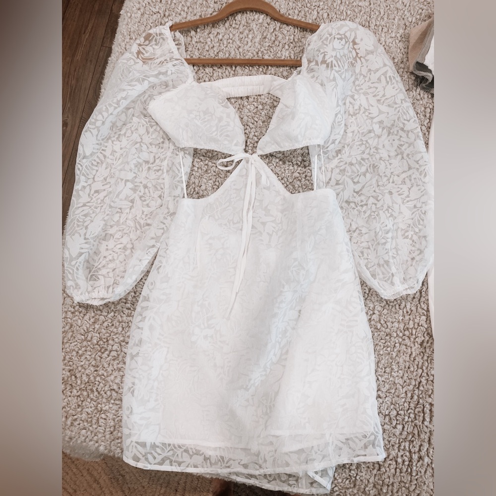 12th Tribe Amelia White Lace Mini Dress- Bride, Bachelorette, Engagement